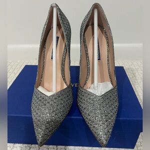 Stuart Weitzman Anny Silver Glitter Pumps Heels Size 9